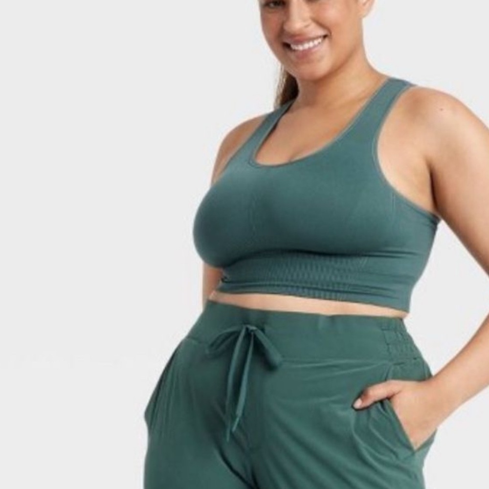 All in Motion Green Sports Bra Racerback Moisture-Wicking